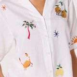 ASTR The Label Vesa Embroidered Linen Button-Up Top