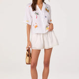 ASTR The Label Vesa Embroidered Linen Button-Up Top
