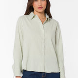 Velvet Heart Amaya Sage Stripe Shirt