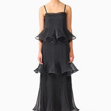 Elliatt Bellini Black Polkadot Ruffled Maxi Dress