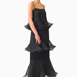 Elliatt Bellini Black Polkadot Ruffled Maxi Dress