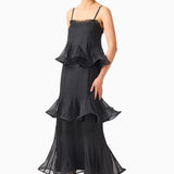 Elliatt Bellini Black Polkadot Ruffled Maxi Dress