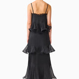 Elliatt Bellini Black Polkadot Ruffled Maxi Dress