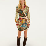 Farm Rio Lunar Boho Chemise Wrap Mini Dress