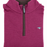 Fins and Feathers Quarter Zip with Suede Trim