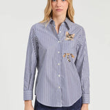 Vilagallo Embroidered Cat Shirt