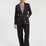 Vilagallo Black Embroidered Cupid Jacket