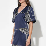 Adelyn Rae Sylvie V-Neck Bubble Sleeve Mini Dress