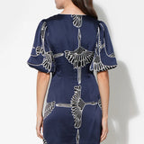 Adelyn Rae Sylvie V-Neck Bubble Sleeve Mini Dress