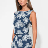 Adelyn Rae Rosalie Sleeveless Embroidery Top