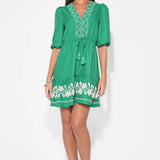 Adelyn Rae Taylor Embroidery Ruffle Hem Mini Dress