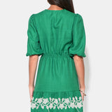 Adelyn Rae Taylor Embroidery Ruffle Hem Mini Dress