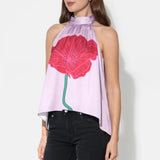 Adelyn Rae Josie Hi Low Halter Printed Top