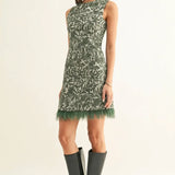 Adelyn Rae Daniel Faux Feather Hem Mini Dress