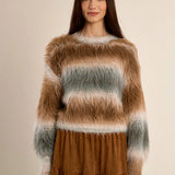 Molly Bracken Fluffy Striped Sweater