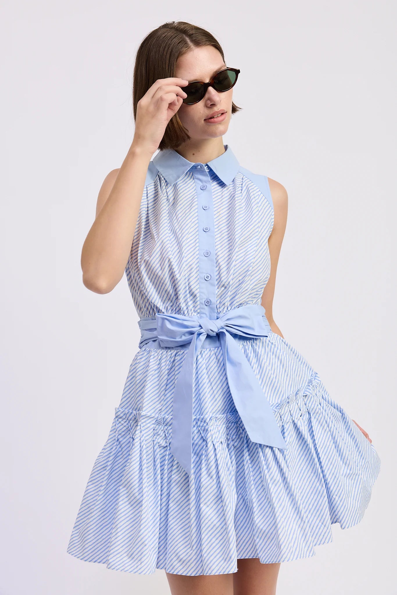 en saison blue dress En Saison Women's Cyrus Midi Dress, White Navy, XS at Amazon Women's Clothing store