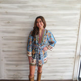 Farm Rio Tapestry Blue Mini Dress
