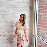 En Saison Kiss Pleat Tie Mini Dress