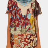 Farm Rio Lunar Boho Multicolor Short Sleeve Blouse
