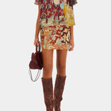 Farm Rio Lunar Boho Multicolor Short Sleeve Blouse