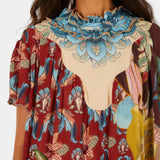 Farm Rio Lunar Boho Multicolor Short Sleeve Blouse