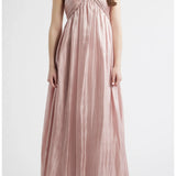 Lulus Matty Ruched Metallic Dress