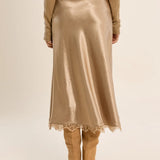 Molly Bracken Satin Skirt with Lace Finish