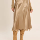 Molly Bracken Satin Skirt with Lace Finish
