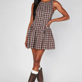 Show Me Your MUMU Saddle Plaid Mini Dress