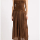 Moon River Sleeveless Faux Suede Mixed Media Dress