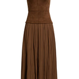 Moon River Sleeveless Faux Suede Mixed Media Dress