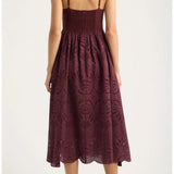 Moon River Eyelet Scallop Midi Dress