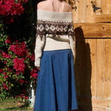 Moon River Button Down Panel Denim Skirt