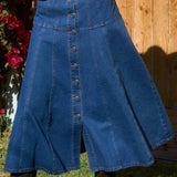 Moon River Button Down Panel Denim Skirt