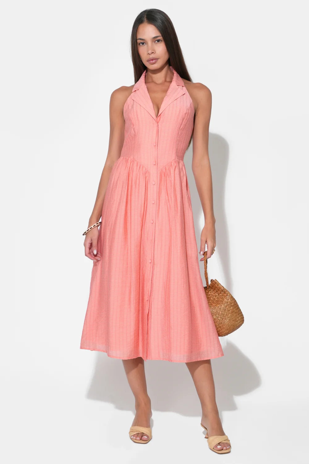 Adelyn Rae Mia Halter Midi Dress Adelyn Rae Mia Halter Midi Dress