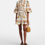 Farm Rio Lemon Bouquet Mini Dress