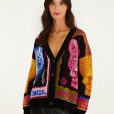 Farm Rio Multicolor Panthers Buttoned Knit Cardigan