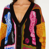 Farm Rio Multicolor Panthers Buttoned Knit Cardigan