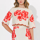 Adelyn Rae Rylee Scallop Printed Sleeve Top
