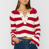 Velvet Heart Sapphire Red Stripe Sweater