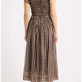 Moon River Smocked Tie Front Midi Dress