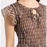 Moon River Smocked Tie Front Midi Dress