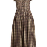 Moon River Smocked Tie Front Midi Dress