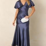 ASTR the Label Jamie Cape Sleeve Satin Dress