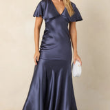 ASTR the Label Jamie Cape Sleeve Satin Dress