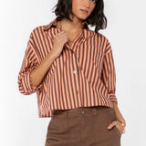 Velvet Hearts Stormi Coral Striped Shirt