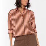 Velvet Hearts Stormi Coral Striped Shirt