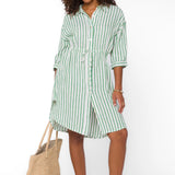 Velvet Heart Jenneva Green Stripe Dress