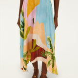 Farm Rio Multicolor Tropical Painting Cut-Out Buckles Maxi Dress