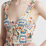 Moon River Postcard Print Cotton Midi Dress